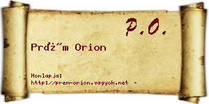Prém Orion névjegykártya